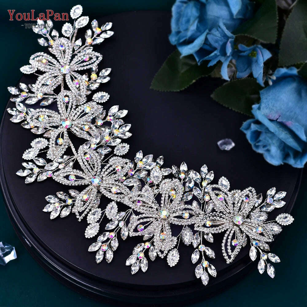KIMLUD, YouLaPan Flower Headband for Bridal Wedding Headpiece Jewelry Hair Accessories Woman Tiara Bride Headdress for Party HP395, KIMLUD Womens Clothes