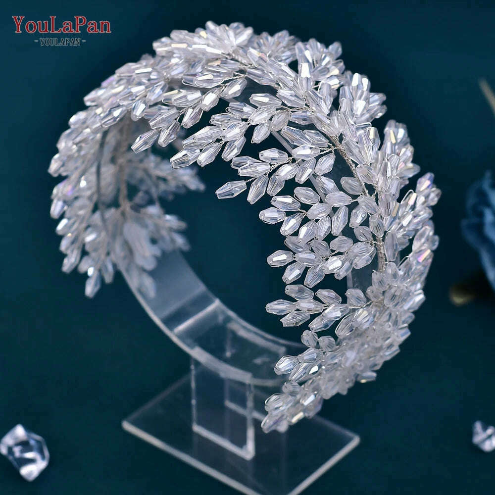 KIMLUD, YouLaPan Flower Headband for Bridal Wedding Headpiece Jewelry Hair Accessories Woman Tiara Bride Headdress for Party HP395, HP371-W / CHINA, KIMLUD APPAREL - Womens Clothes