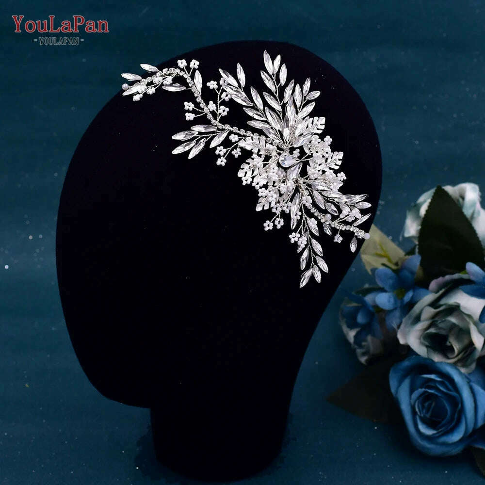 KIMLUD, YouLaPan HP277 Bride Wedding Hair Accessories Rhinestone Headband Bridal Headpiece Hair Ornament for Women Hair Jewelry Headwear, KIMLUD Womens Clothes