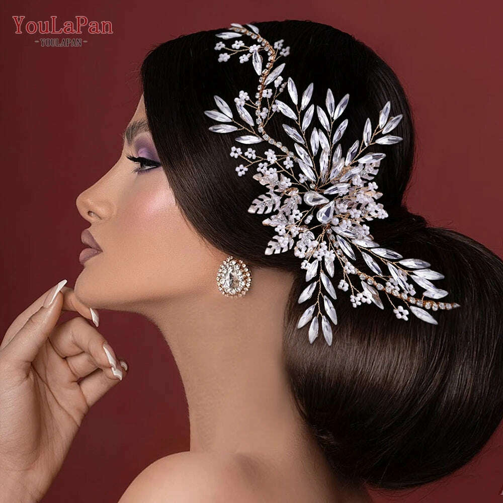 KIMLUD, YouLaPan HP277 Bride Wedding Hair Accessories Rhinestone Headband Bridal Headpiece Hair Ornament for Women Hair Jewelry Headwear, KIMLUD Womens Clothes