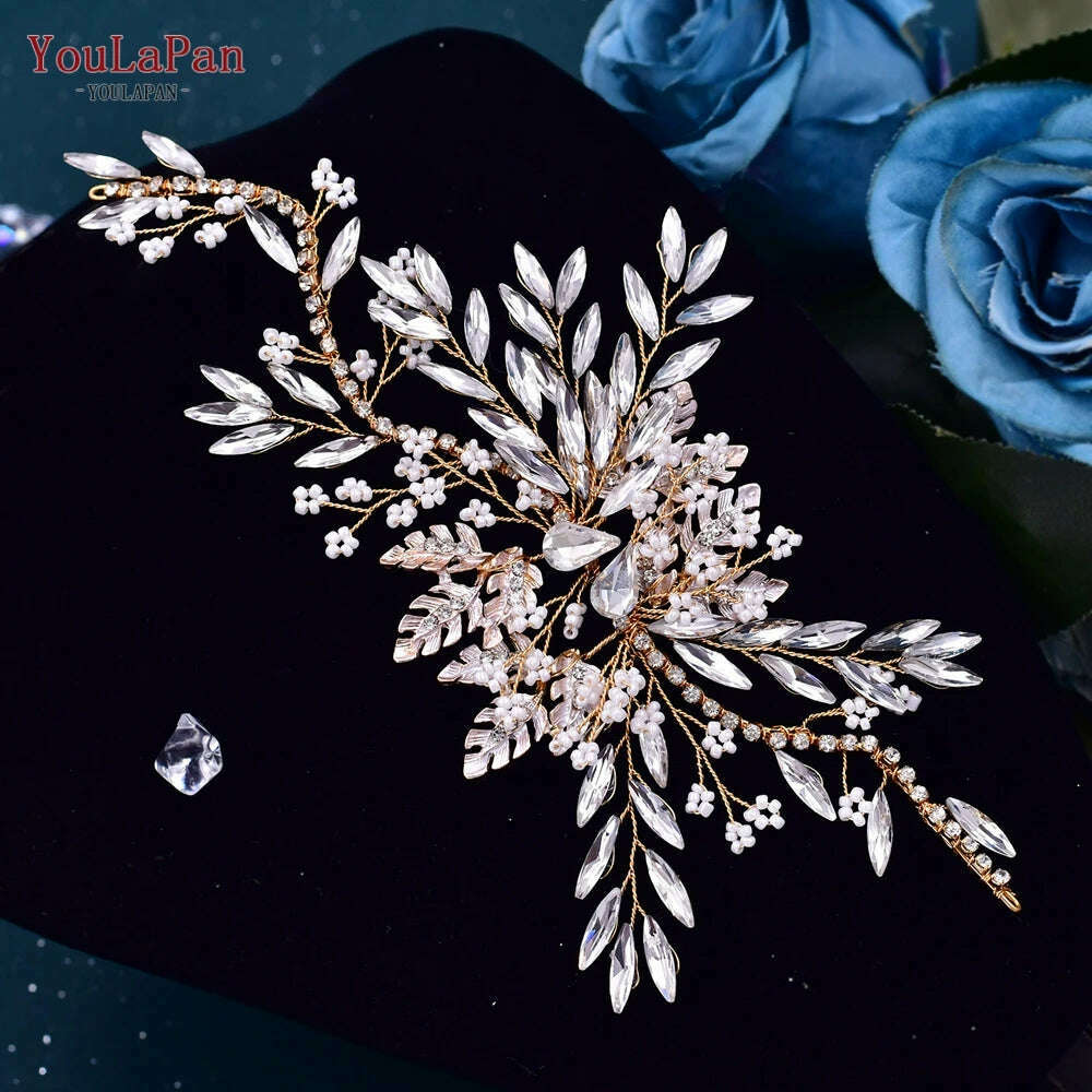 KIMLUD, YouLaPan HP277 Bride Wedding Hair Accessories Rhinestone Headband Bridal Headpiece Hair Ornament for Women Hair Jewelry Headwear, KIMLUD Womens Clothes