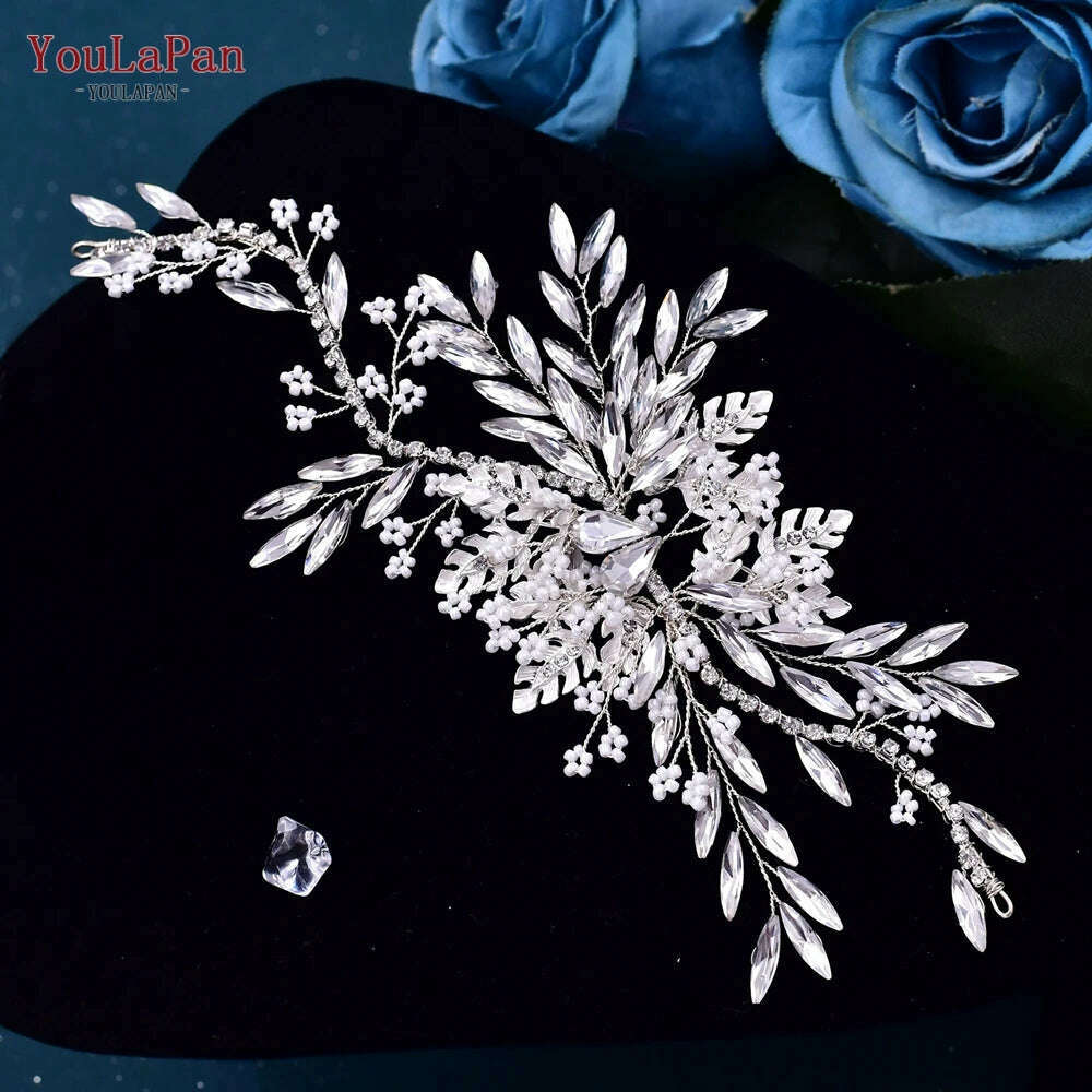 KIMLUD, YouLaPan HP277 Bride Wedding Hair Accessories Rhinestone Headband Bridal Headpiece Hair Ornament for Women Hair Jewelry Headwear, KIMLUD Womens Clothes