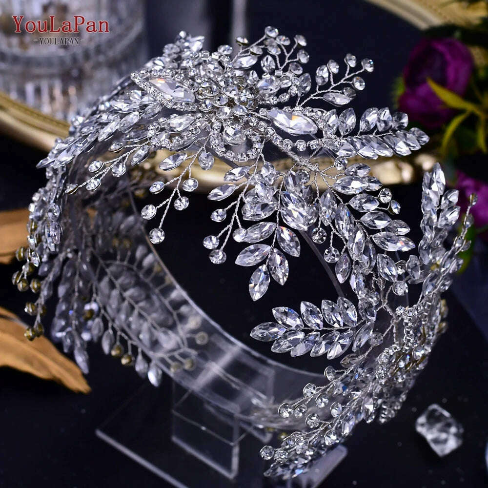 Rhinestone Bridal Headband Tiara | KIMLUD display picture 3