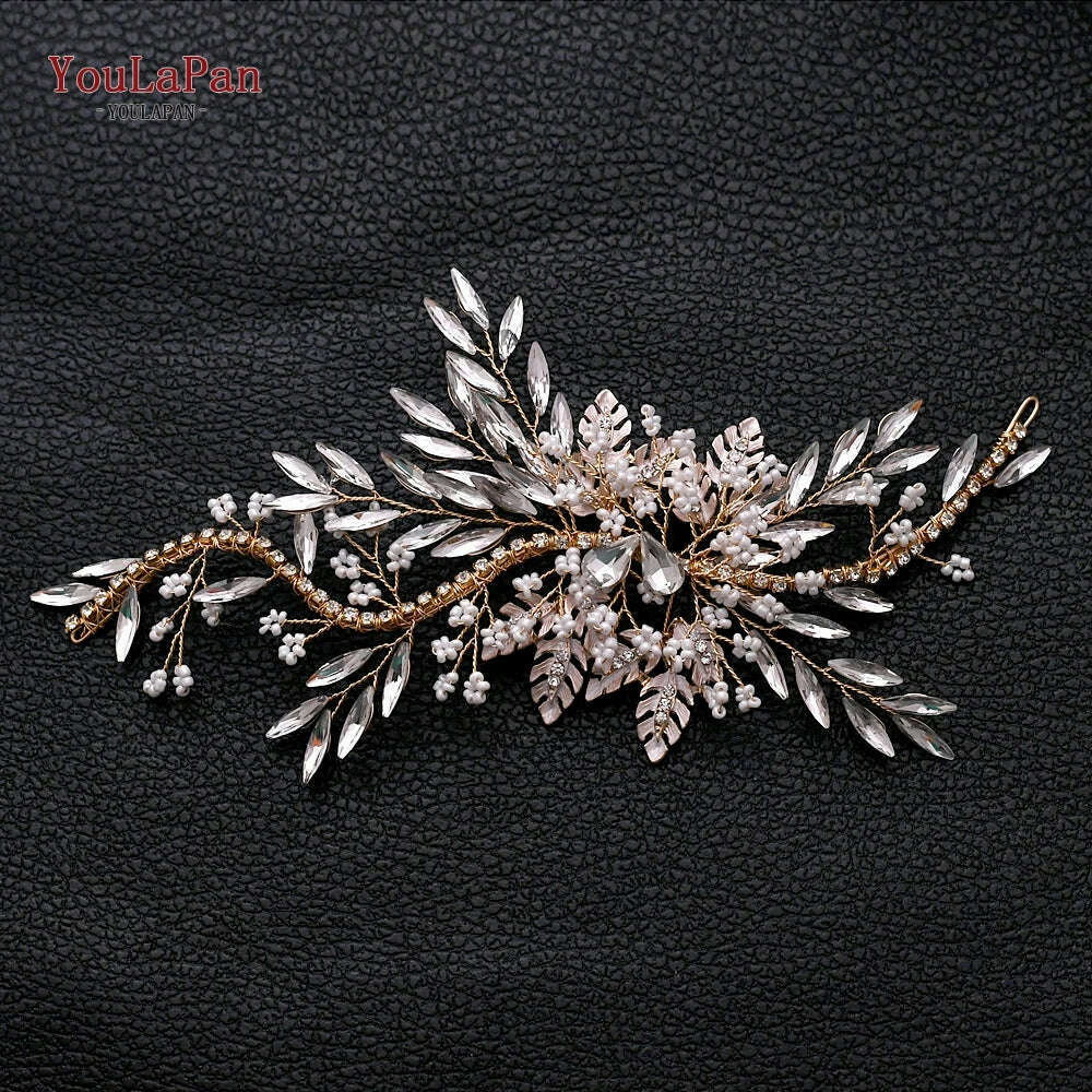 KIMLUD, YouLaPan HP434 Bridal Headband Rhinestone Women Headwear Bride Crowns Tiaras Wedding Hair Accessories Pageant Party Headdress, HP277-G / CHINA, KIMLUD APPAREL - Womens Clothes