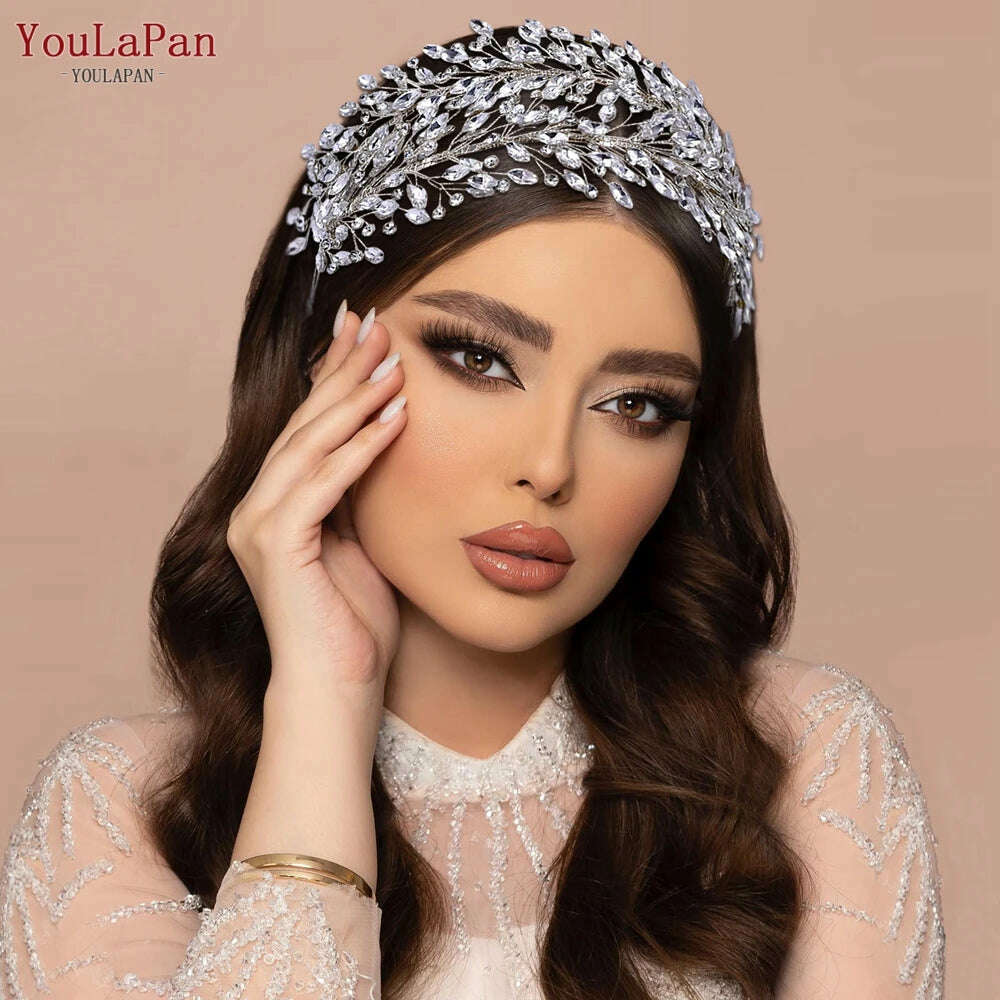 YouLaPan Wedding Headband for Bride Rhinestone Bridal Hair Accessories Bridesmaid Headpiece Party Woman Headdress Jewelry HP588 - KIMLUD