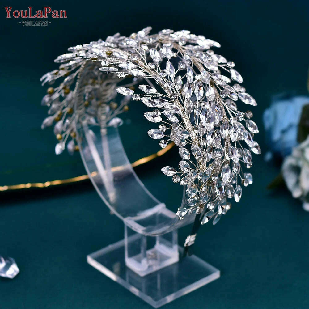 YouLaPan Wedding Headband for Bride Rhinestone Bridal Hair Accessories Bridesmaid Headpiece Party Woman Headdress Jewelry HP588 - KIMLUD