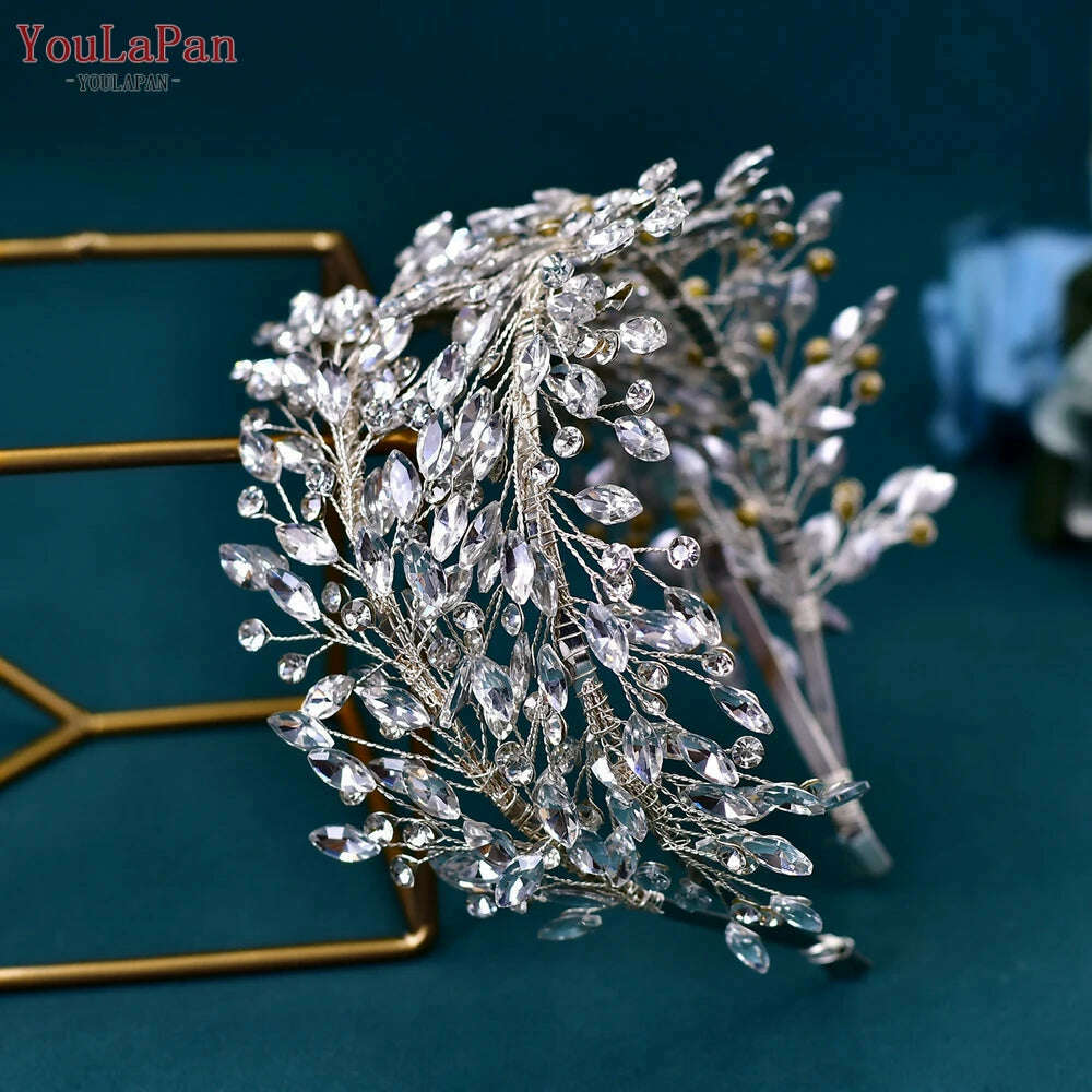 YouLaPan Wedding Headband for Bride Rhinestone Bridal Hair Accessories Bridesmaid Headpiece Party Woman Headdress Jewelry HP588 - KIMLUD