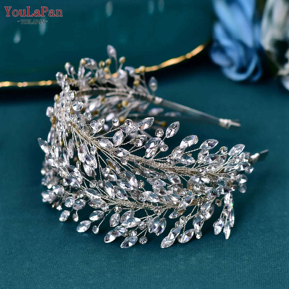 YouLaPan Wedding Headband for Bride Rhinestone Bridal Hair Accessories Bridesmaid Headpiece Party Woman Headdress Jewelry HP588 - KIMLUD