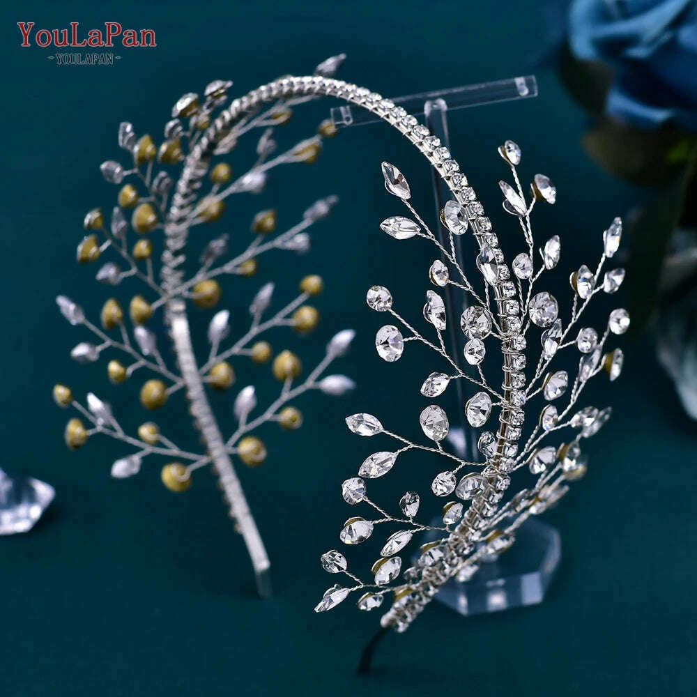YouLaPan Wedding Headband for Bride Rhinestone Bridal Hair Accessories Bridesmaid Headpiece Party Woman Headdress Jewelry HP588 - KIMLUD
