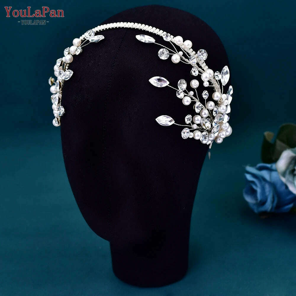YouLaPan Wedding Headband for Bride Rhinestone Bridal Hair Accessories Bridesmaid Headpiece Party Woman Headdress Jewelry HP588 - KIMLUD