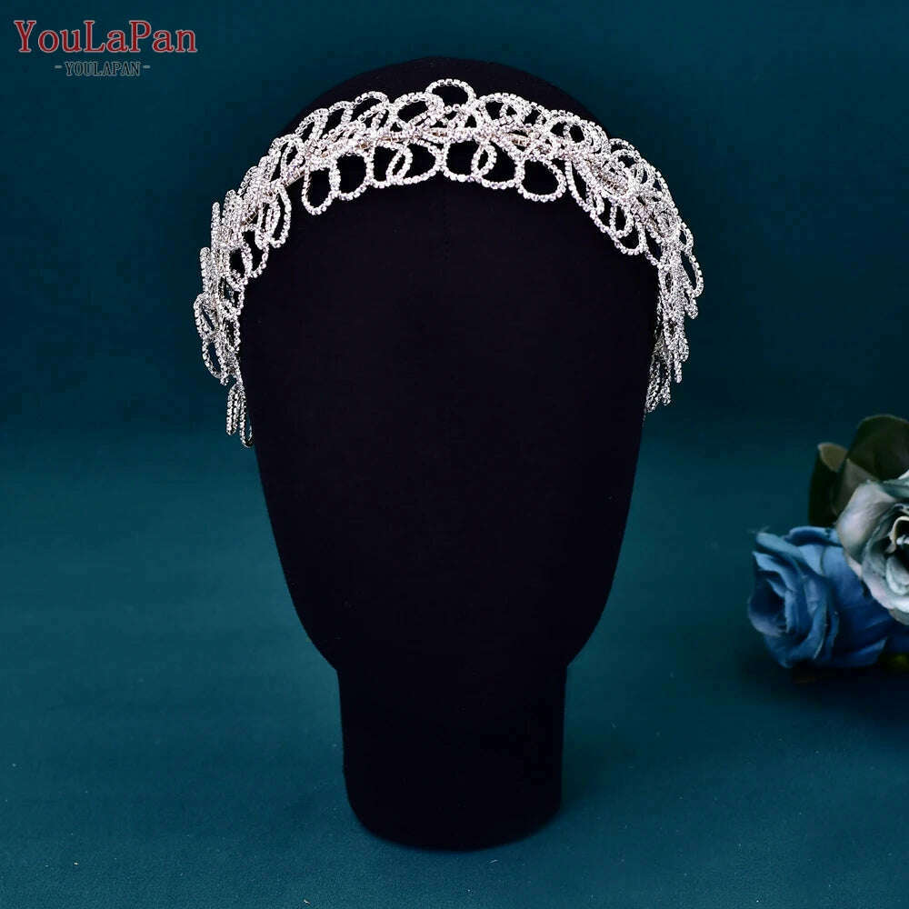 YouLaPan Wedding Headband for Bride Rhinestone Bridal Hair Accessories Bridesmaid Headpiece Party Woman Headdress Jewelry HP588 - KIMLUD