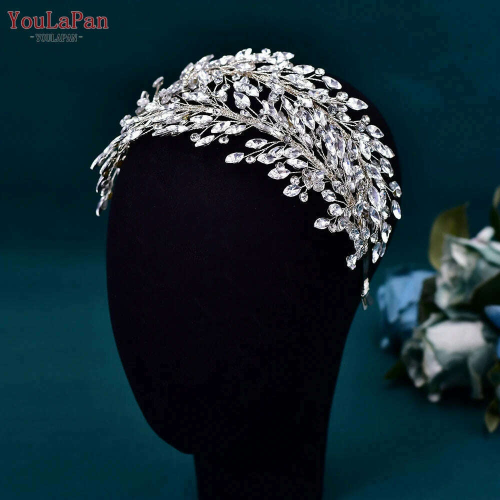 YouLaPan Wedding Headband for Bride Rhinestone Bridal Hair Accessories Bridesmaid Headpiece Party Woman Headdress Jewelry HP588 - KIMLUD