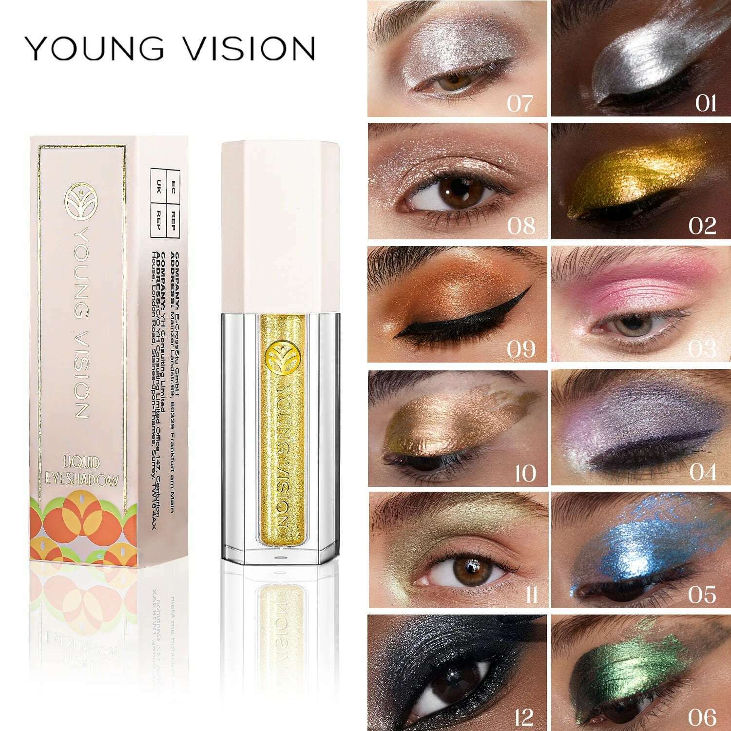 YOUNG VISION 12 Color Shining eye shadow Pearl Polarization Brightening Liquid eye shadow Liquid - KIMLUD