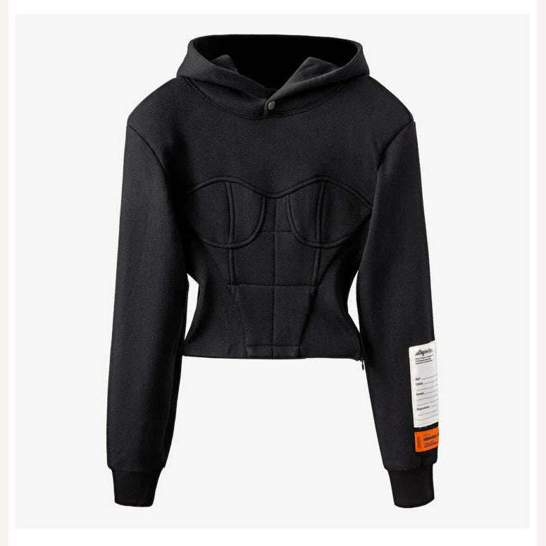 Yuerwang Women Hoodies Sweatshirt Patchwork Y2k Cropped Hoodies Crop Top Vintage Casual Short Women Sweatshirt 2022 Pullover - KIMLUD