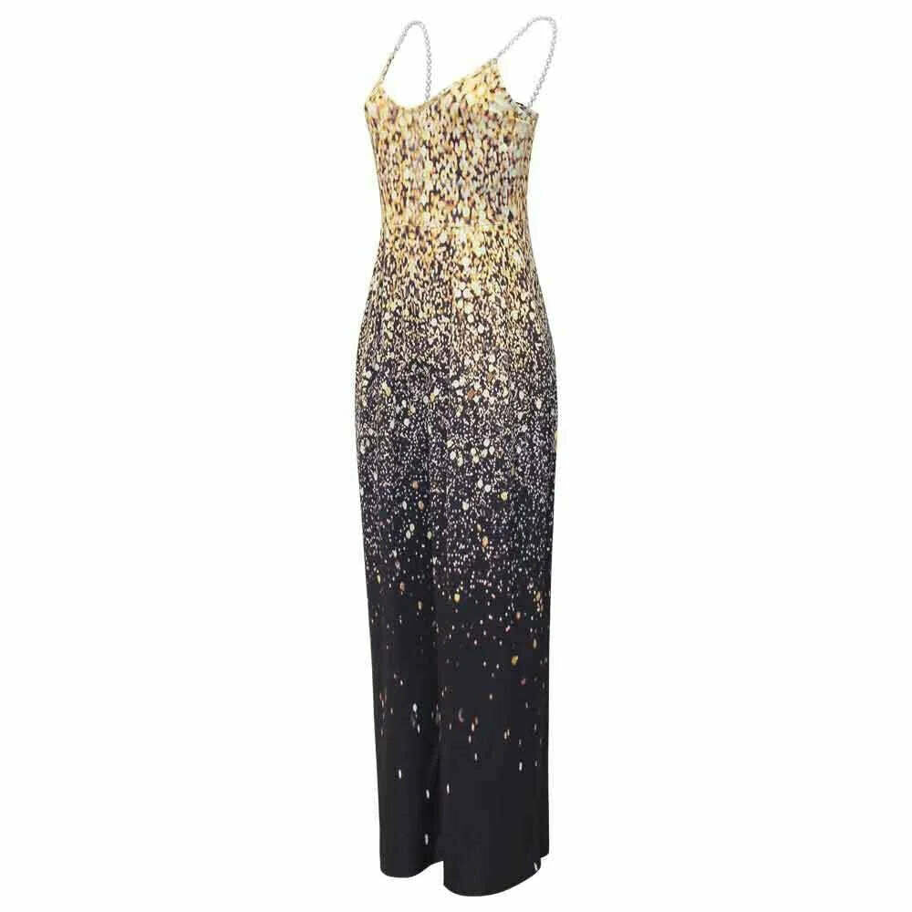 KIMLUD, Zabrina Jumpsuits Overalls New Womens Printed Sleeveless Sexy Strapless Jumpsuit Pants Fashion Straps Sequins Gold Night Evening, KIMLUD Womens Clothes