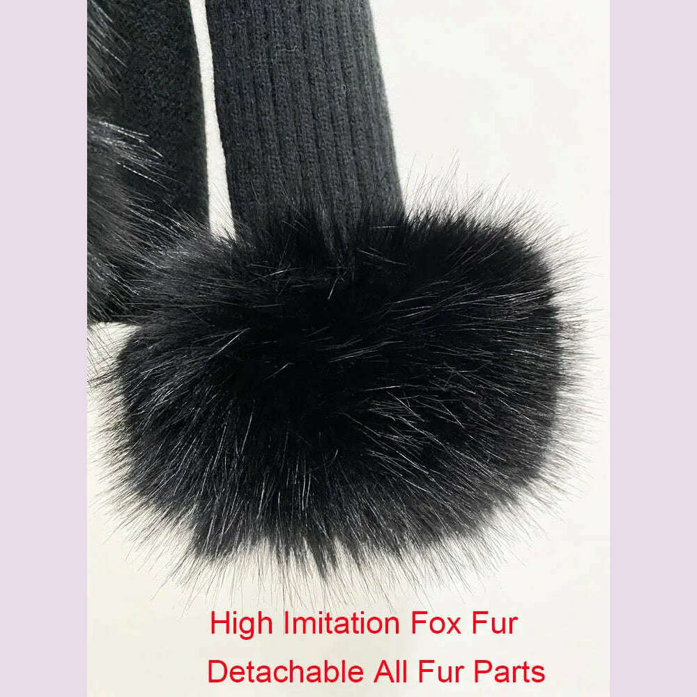 ZADORIN Luxury Fur Cardigan Knit Winter Sweater Women Elegant Detachable Fur Belt White Pink Black Womens Cardigan Korea Style - KIMLUD