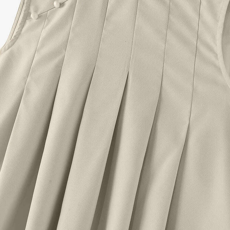 ZANZEA Elegant Sleeveless A-line Vestidos 2024 New Chinese Dress Women Pleating Party Dress Vintage Fashion Mandarin Collar Robe - KIMLUD