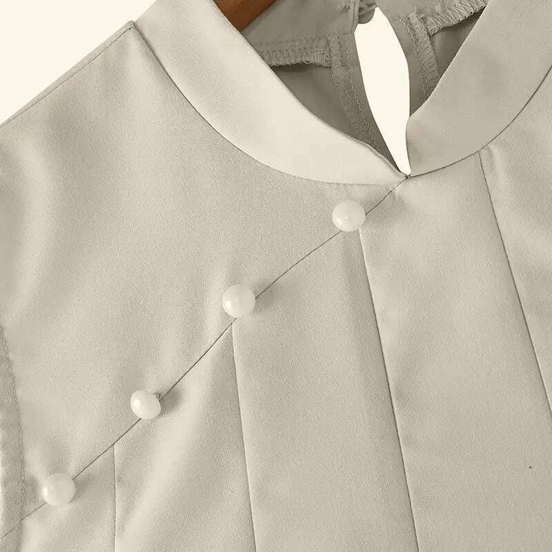 ZANZEA Elegant Sleeveless A-line Vestidos 2024 New Chinese Dress Women Pleating Party Dress Vintage Fashion Mandarin Collar Robe - KIMLUD