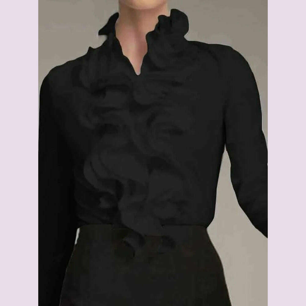ZANZEA Spring Elegant Office Ruffles Shirts Women Long Sleeve Work Flounce Blouse Female Blusas Party Chemise Fashion Tunic Tops - KIMLUD
