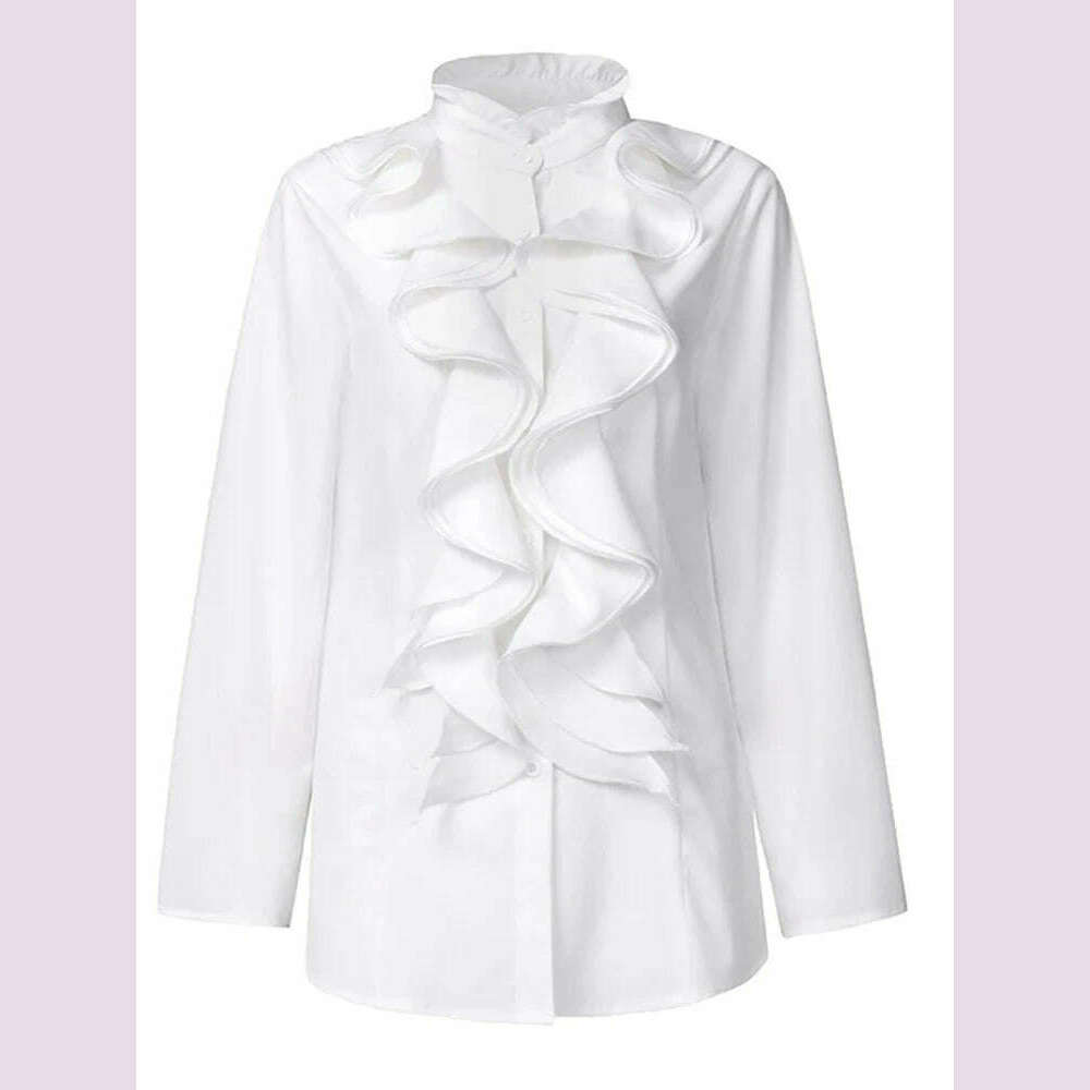 ZANZEA Spring Elegant Office Ruffles Shirts Women Long Sleeve Work Flounce Blouse Female Blusas Party Chemise Fashion Tunic Tops - KIMLUD