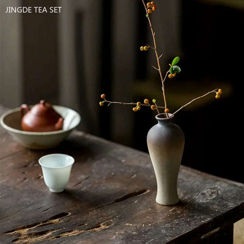 KIMLUD, Zen Rough Pottery Tea Pet Ornaments Ceramic Vase Tea Table Decor Living Room Desktop Decoration Retro Tea Ceremony Accessories, KIMLUD Womens Clothes
