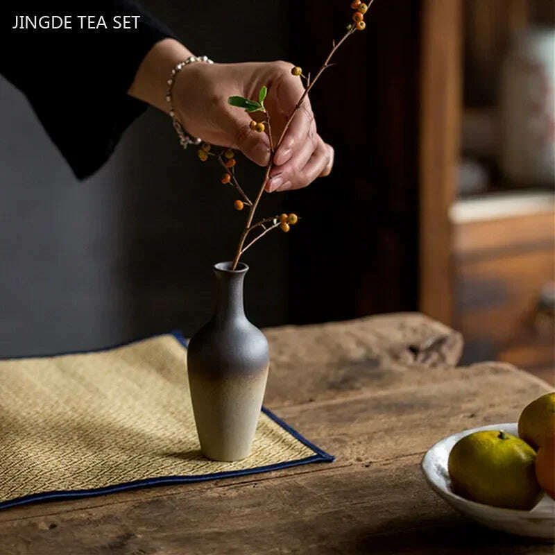 KIMLUD, Zen Rough Pottery Tea Pet Ornaments Ceramic Vase Tea Table Decor Living Room Desktop Decoration Retro Tea Ceremony Accessories, KIMLUD Womens Clothes