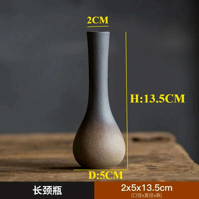 KIMLUD, Zen Rough Pottery Tea Pet Ornaments Ceramic Vase Tea Table Decor Living Room Desktop Decoration Retro Tea Ceremony Accessories, H, KIMLUD APPAREL - Womens Clothes