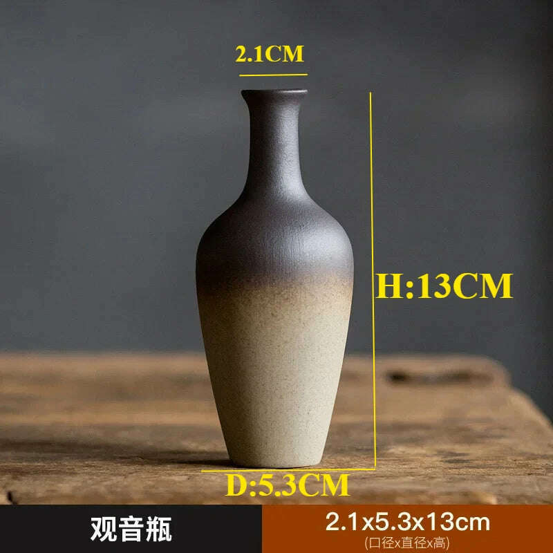 KIMLUD, Zen Rough Pottery Tea Pet Ornaments Ceramic Vase Tea Table Decor Living Room Desktop Decoration Retro Tea Ceremony Accessories, F, KIMLUD APPAREL - Womens Clothes