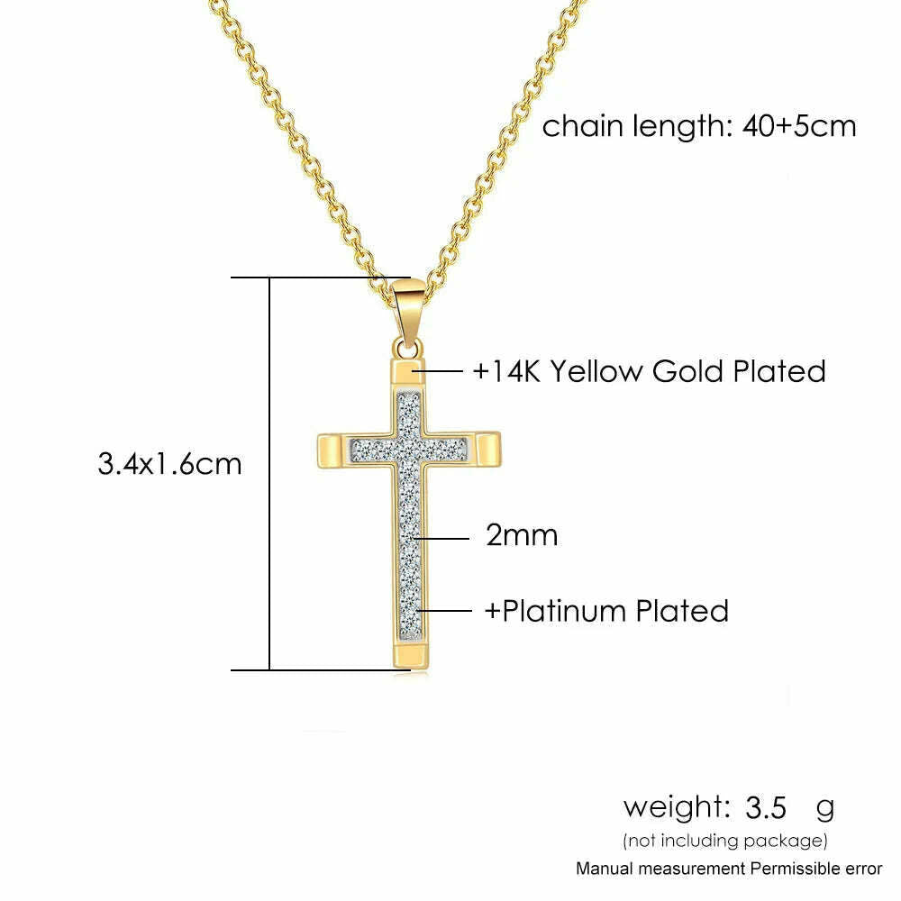 KIMLUD, ZHOUYANG Pendant Necklace For Women Luxury Zircon Cross Light Gold Color Kpop Choker Chain Christmas Gift Jewelry Wholesale N221, KIMLUD Womens Clothes