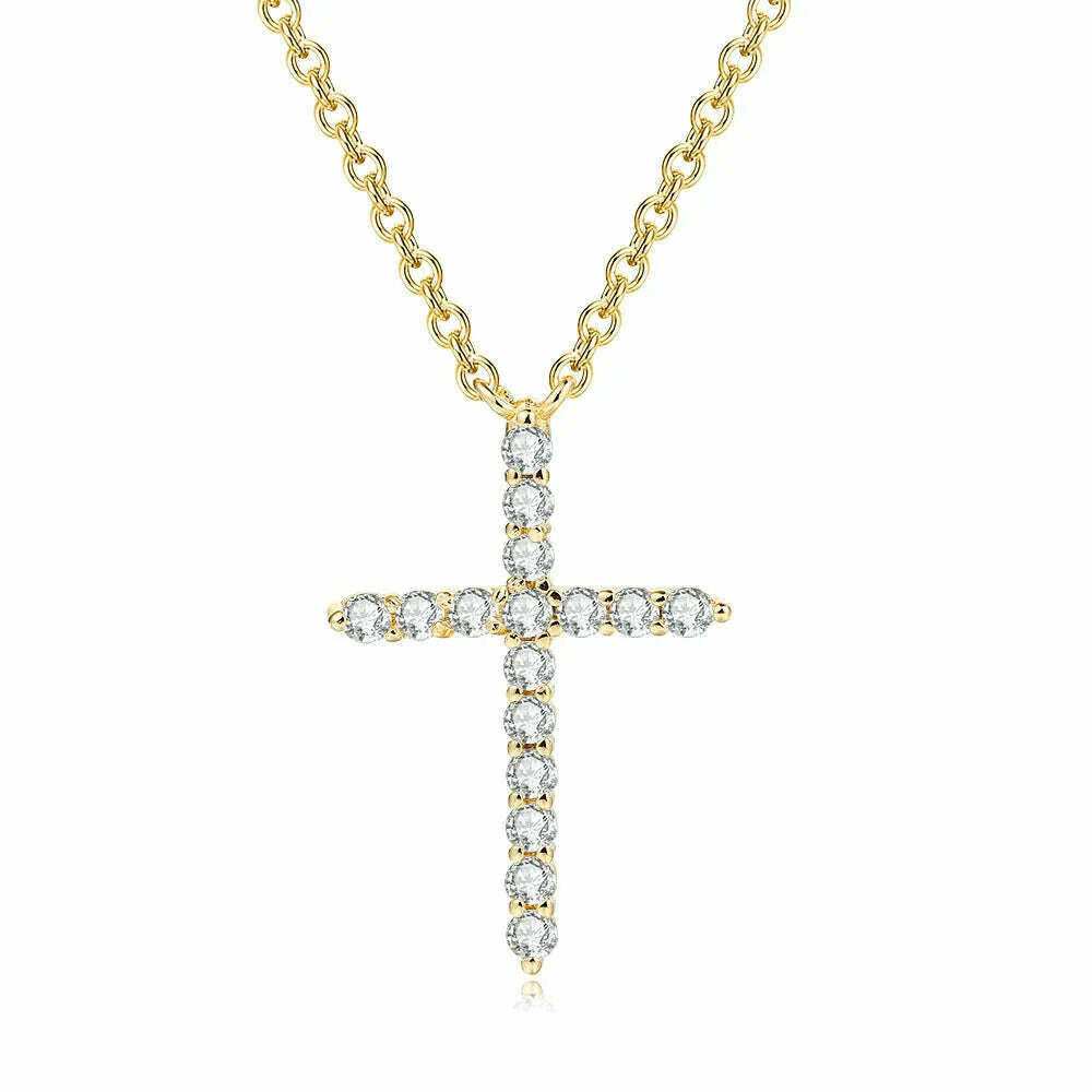 KIMLUD, ZHOUYANG Pendant Necklace For Women Luxury Zircon Cross Light Gold Color Kpop Choker Chain Christmas Gift Jewelry Wholesale N221, N003, KIMLUD Womens Clothes