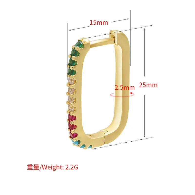 KIMLUD, ZHUKOU gold color rectangle small hoop earrings CZ crystal women hoop earrings 2020 fashion Jewelry wholesale VE286, KIMLUD Womens Clothes