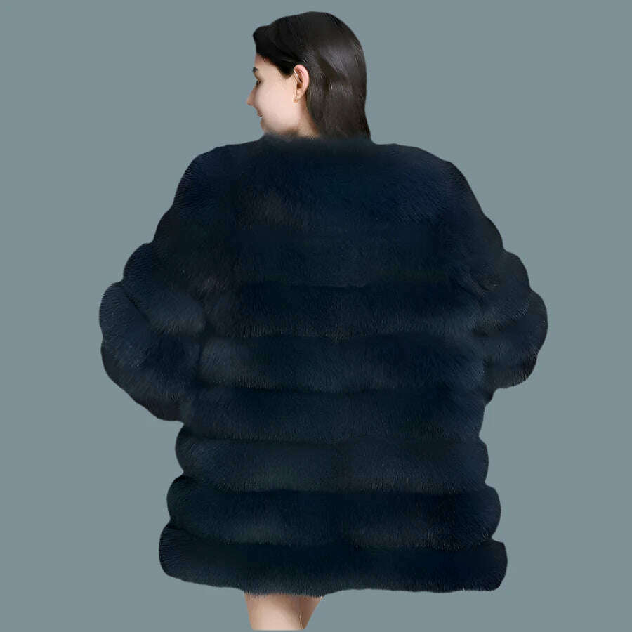 ZIRUNKING Real Blue Fox Fur Coat Women Natural Thick Long Overcoat Winter Warm High Quality Classic Fashion Clothes ZC1726 - KIMLUD
