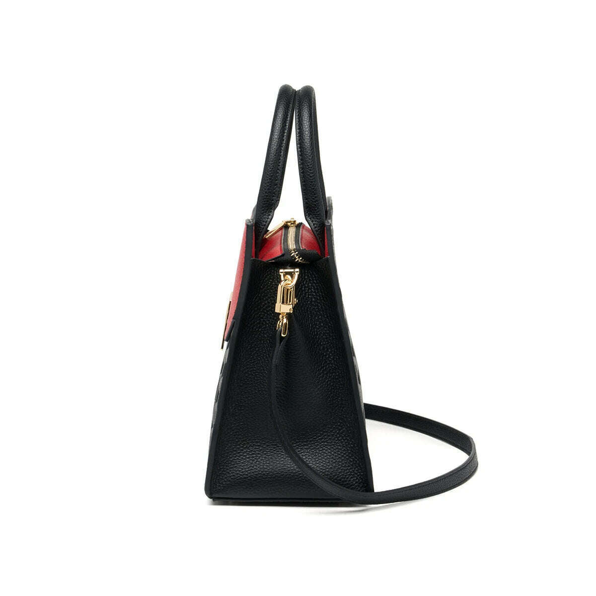 KIMLUD, ZOOLER 100% Genuine Leather Women's Handbags Red Cover Black Body Shoulder Messenger Bags Skin Ladies Purses Winter#YC355, KIMLUD Womens Clothes