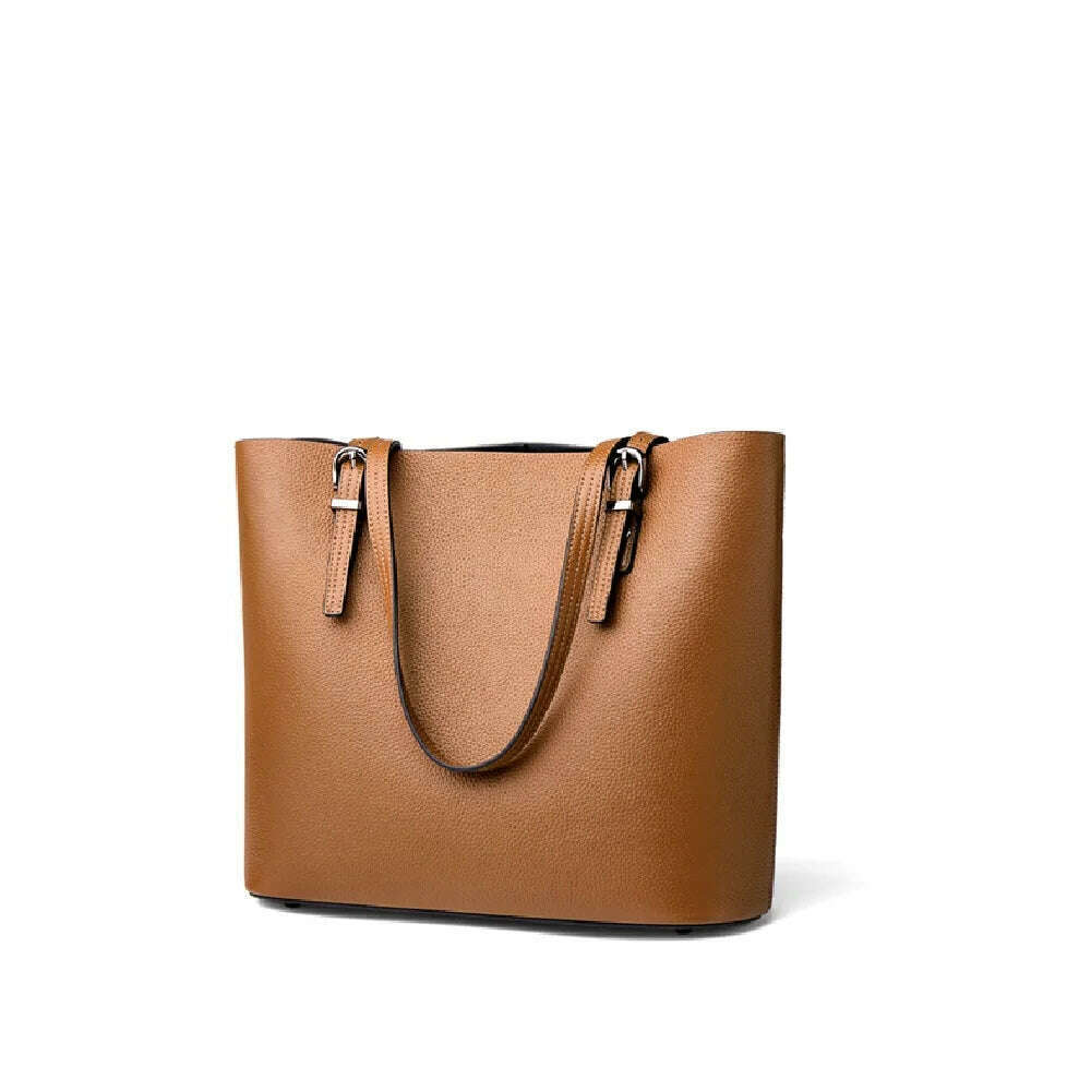 KIMLUD, ZOOLER Exclusively Full Skin Genuine Leather Women Shoulder Bags Soft Handbag Ladies Bag Large Capacity Tote Winter Cow#sc1006, Coffee, KIMLUD APPAREL - Womens Clothes