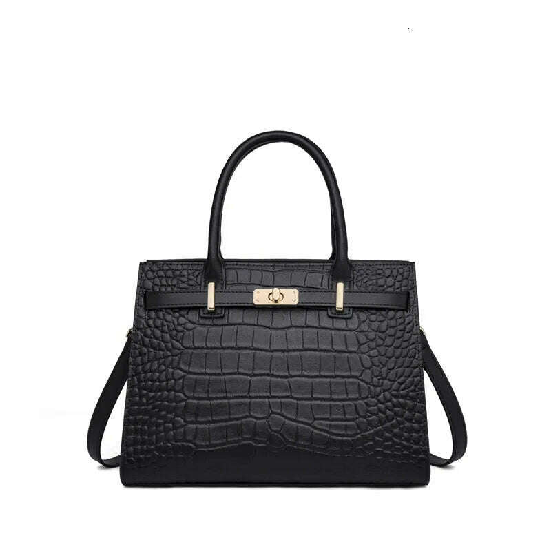 KIMLUD, ZOOLER Hot Royal Style Women Bags Black Color Winter Use Female Handbags Real Leather Super Purses Elegant Bolsa Feminina #, black, KIMLUD APPAREL - Womens Clothes