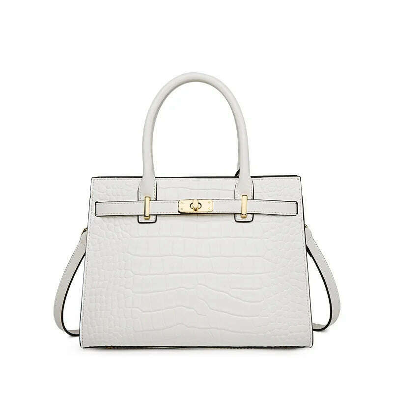 KIMLUD, ZOOLER Hot Royal Style Women Bags Black Color Winter Use Female Handbags Real Leather Super Purses Elegant Bolsa Feminina #, Ivory, KIMLUD APPAREL - Womens Clothes