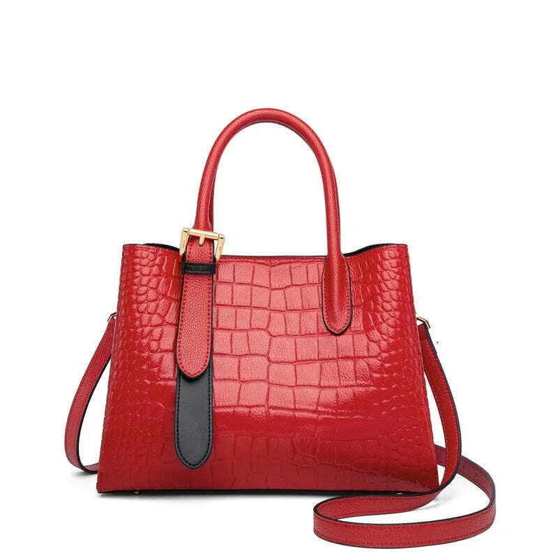 KIMLUD, ZOOLER New Classic 100% Genuine Leather Handbag Lucky Red Luxury Totally Skin Leather Shoulder bags Women Formal Tote Bag Brand, lucky red / M / CHINA, KIMLUD APPAREL - Womens Clothes