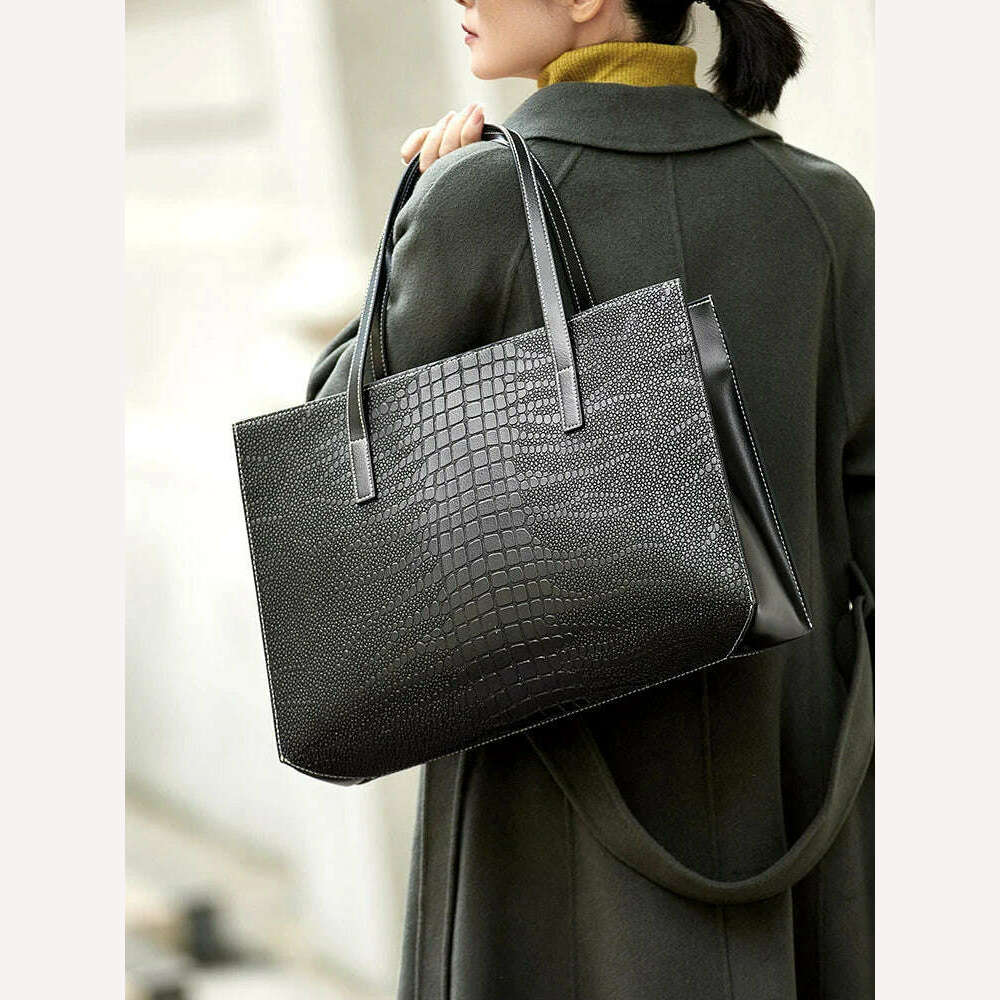 KIMLUD, ZOOLER New Full 100% Genuine Leather Women Shoulder Bag First Layer Skin Tote Original Large Handbag Travel Big Female Business#, black, KIMLUD APPAREL - Womens Clothes