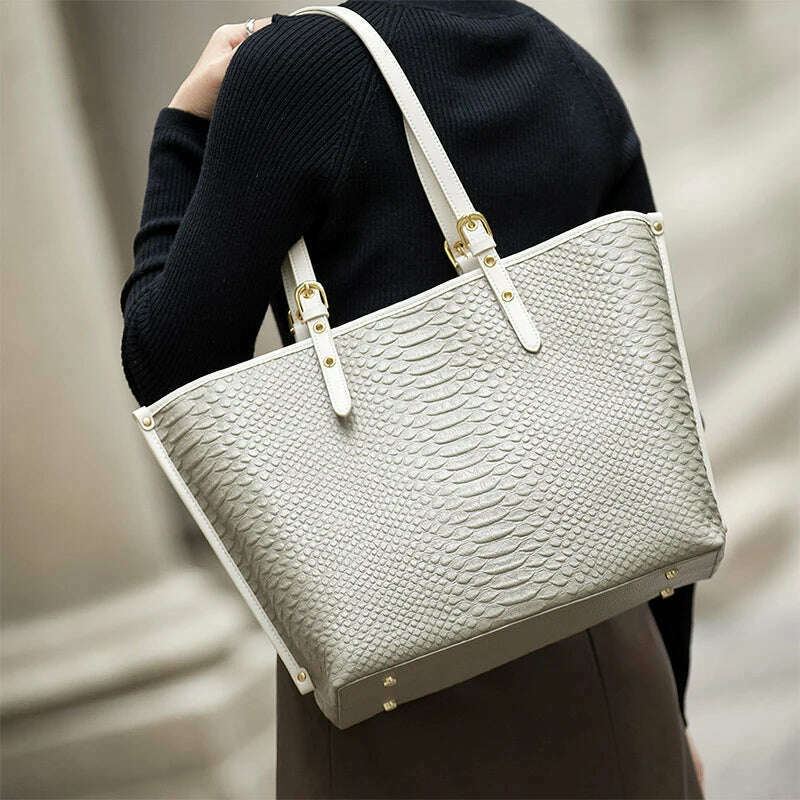 KIMLUD, ZOOLER New Genuine Leather Women Shoulder Bag First LayerTote Original Design Serpentine Pattern Large Handbag Solid Big BY213, KIMLUD Womens ClothesKIMLUD, ZOOLER New Genuine Leather Women Shoulder Bag First LayerTote Original Design Serpentine Pattern Large Handbag Solid Big BY213, gray, KIMLUD APPAREL - Womens Clothes