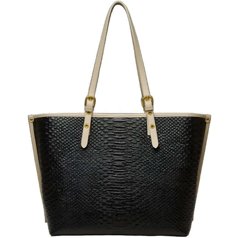 KIMLUD, ZOOLER New Genuine Leather Women Shoulder Bag First LayerTote Original Design Serpentine Pattern Large Handbag Solid Big BY213, KIMLUD Womens Clothes