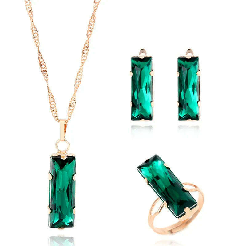 KIMLUD, ZOSHI Fashion Women Jewelry Set New Design Luxury Zircon Olive Branch Earrings and Pendant Necklace Sets Wedding Jewelry Set, F229, KIMLUD APPAREL - Womens Clothes