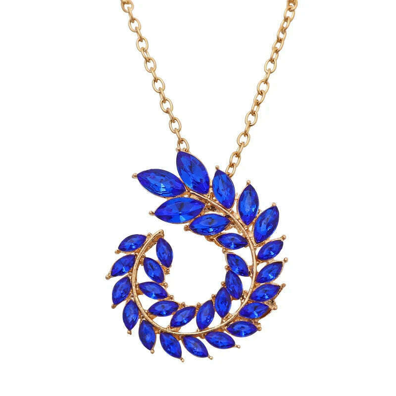 KIMLUD, ZOSHI Fashion Women Jewelry Set New Design Luxury Zircon Olive Branch Earrings and Pendant Necklace Sets Wedding Jewelry Set, XL1714, KIMLUD APPAREL - Womens Clothes