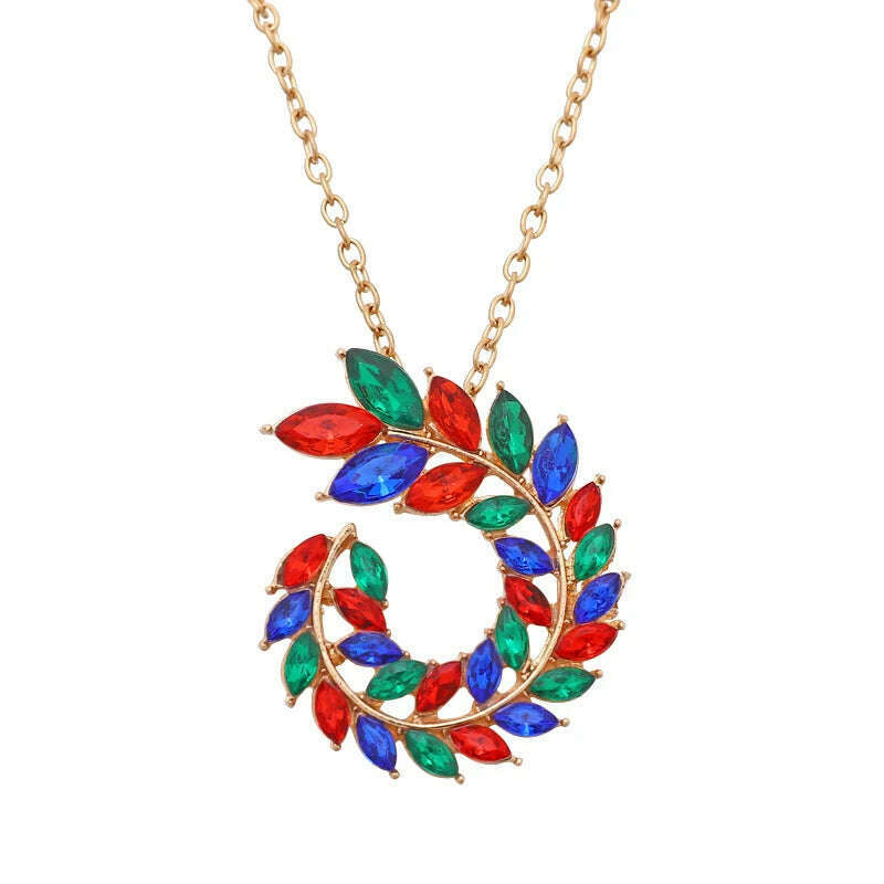 KIMLUD, ZOSHI Fashion Women Jewelry Set New Design Luxury Zircon Olive Branch Earrings and Pendant Necklace Sets Wedding Jewelry Set, XL1715, KIMLUD APPAREL - Womens Clothes