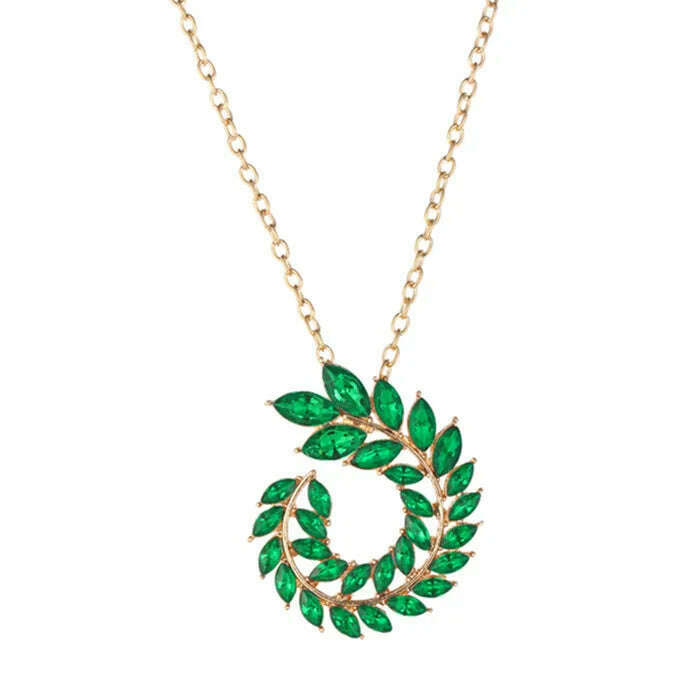 KIMLUD, ZOSHI Fashion Women Jewelry Set New Design Luxury Zircon Olive Branch Earrings and Pendant Necklace Sets Wedding Jewelry Set, XL1718, KIMLUD APPAREL - Womens Clothes