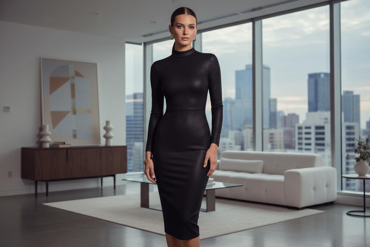 Luxury fashion essentials flat lay on marble surface with golden light
