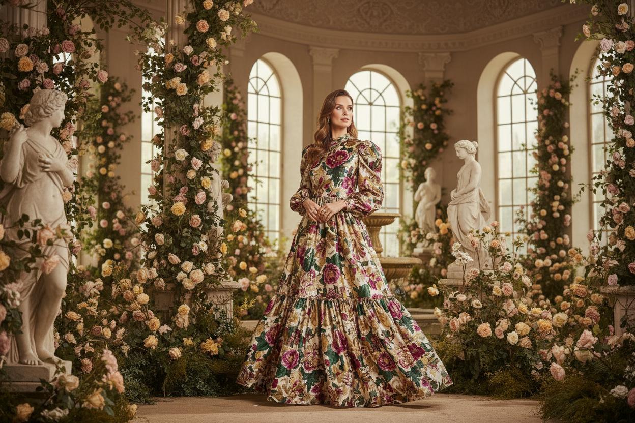 elegant floral editorial style but in landscape 3:2 format, perfect for a full-width hero banner
