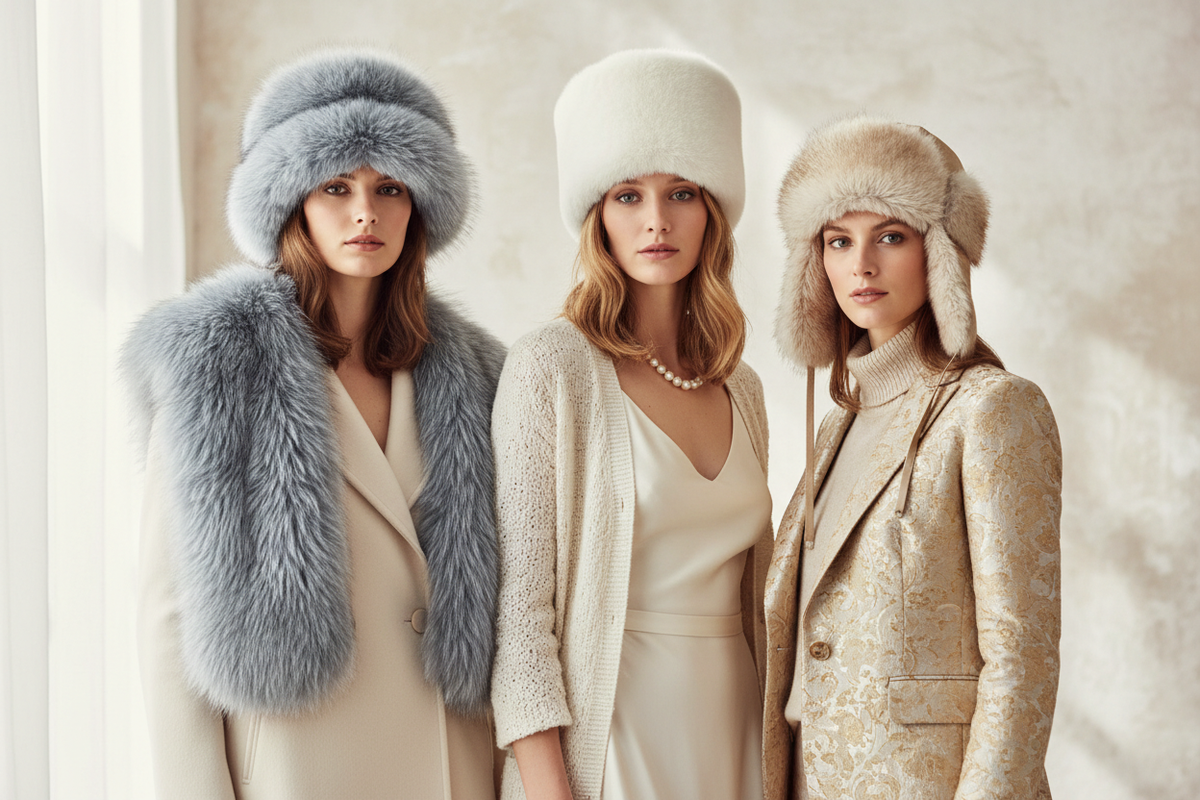 KIMLUD Women's Winter Fur Hats — Luxury Editorial Hero