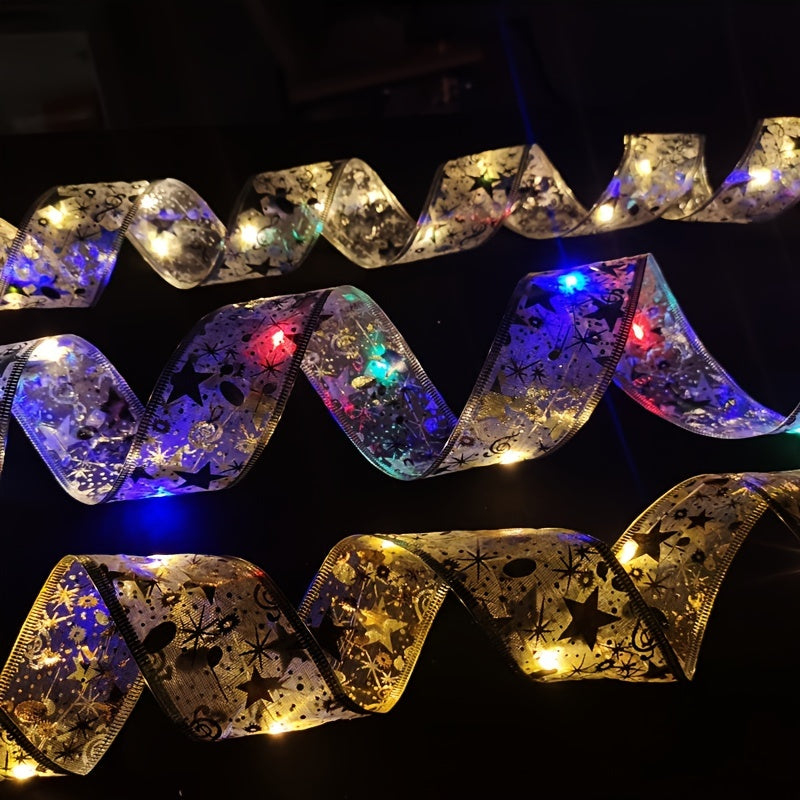 1pcled Ribbon Light Ribbon Ribbon Light String Christmas Tree Decoration Lights 2 Meters 20 Lights