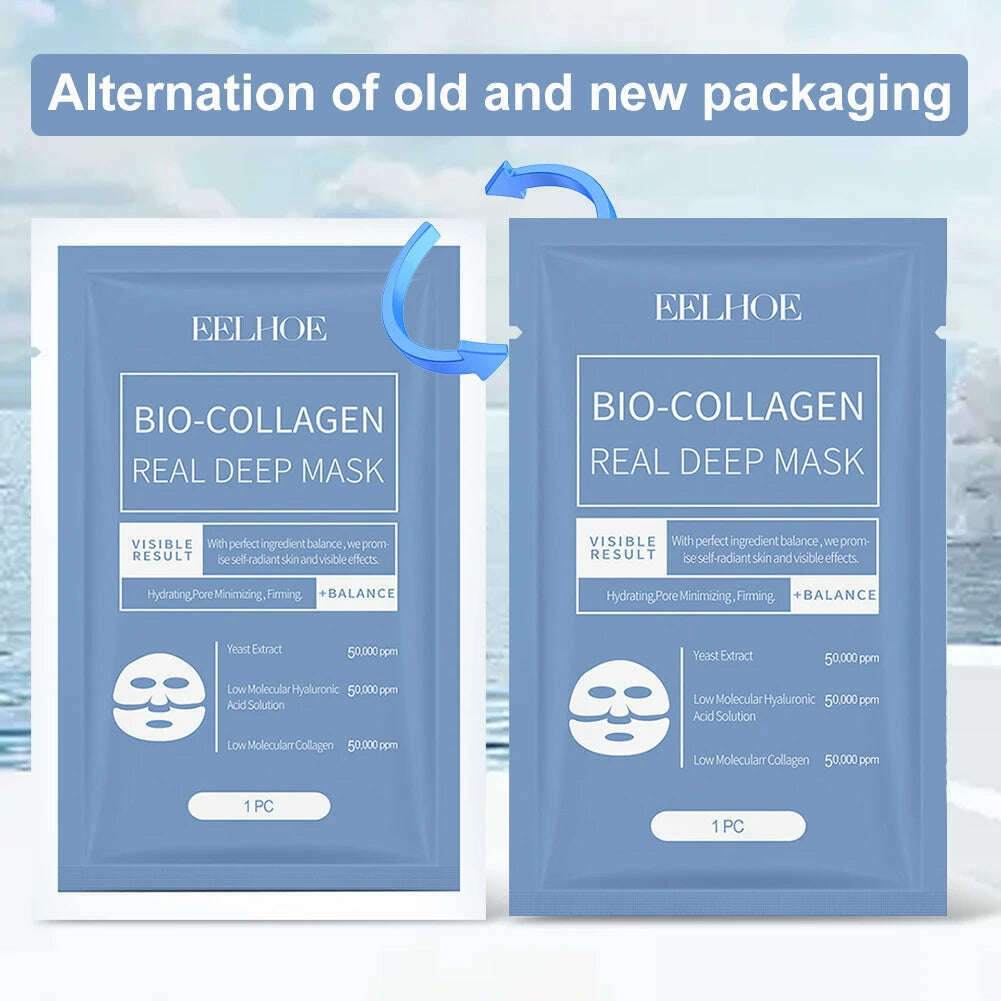 1-10pcs Bio-Collagen Real Deep Mask Soluble Collagen Sheet Mask with Hydrolyzed Collagen Moisturizing Face Mask for Skin Care - KIMLUD