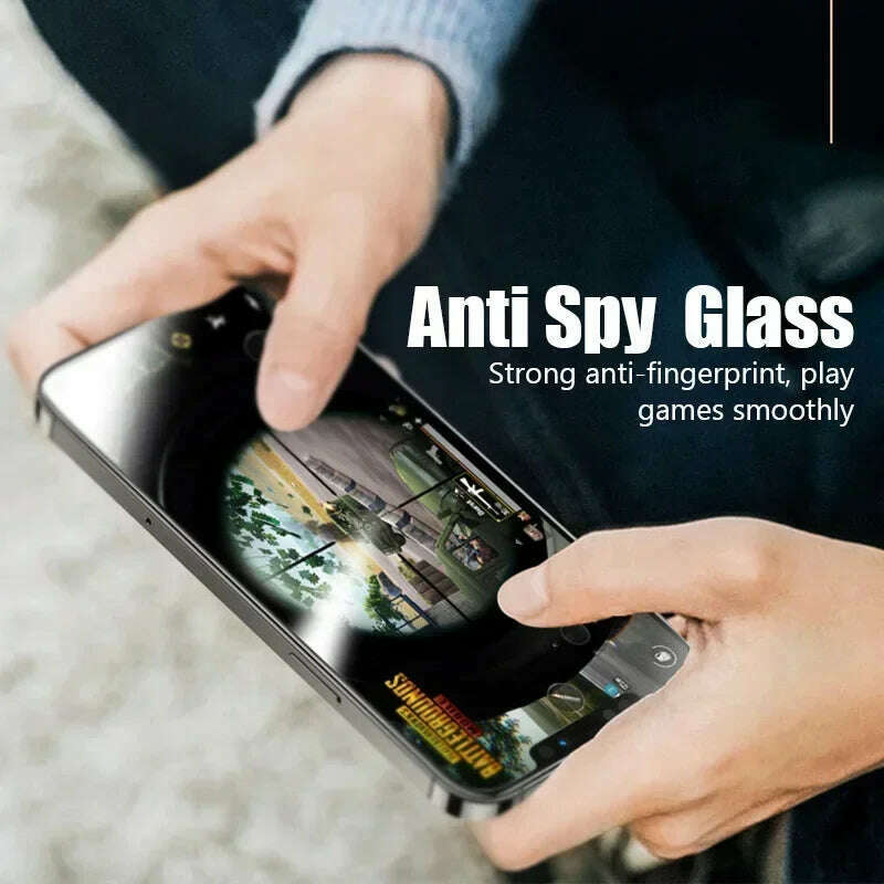 1-2PCS Anti-Spy Glass for iPhone 15 14 13 12 11 Pro Max Mini X XS XR 7 8 6 Plus Privacy Screen Protector For iPhone SE 2020 2022 - KIMLUD